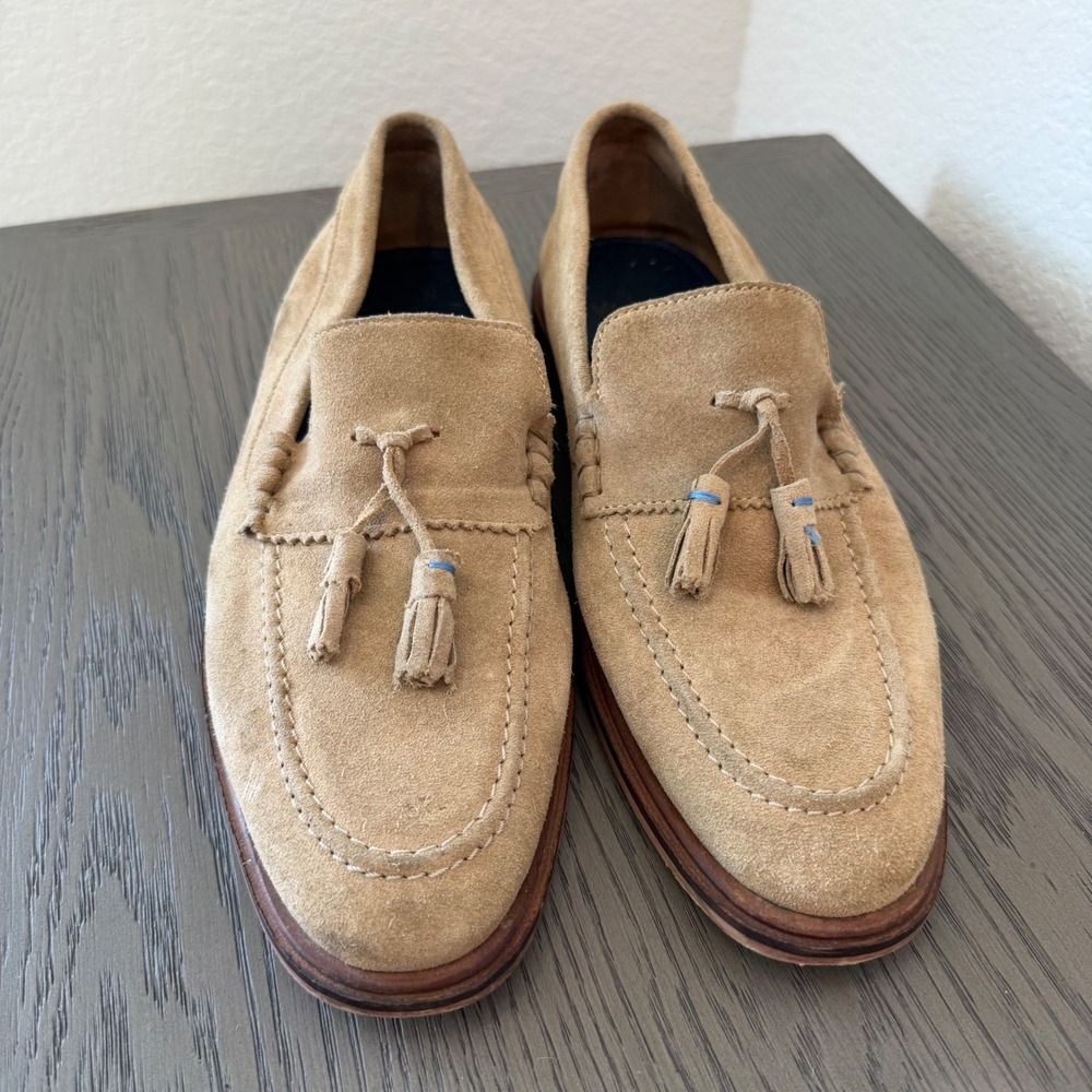 Walk London Mens Tan Suede Tassel Loafers Slip On Shoes Size 10 Made in India